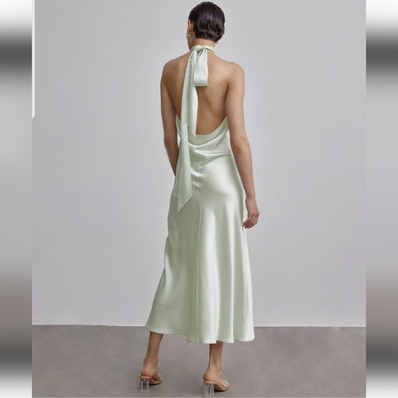 SOLD NWT Silk Maison French Bow Halterneck Silk Maxi Dress - Picture 4 of 9